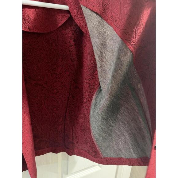 Miss Dorby Women's Deep Red Jacquard Floral Skirt Suit 12 - Picture 4 of 14